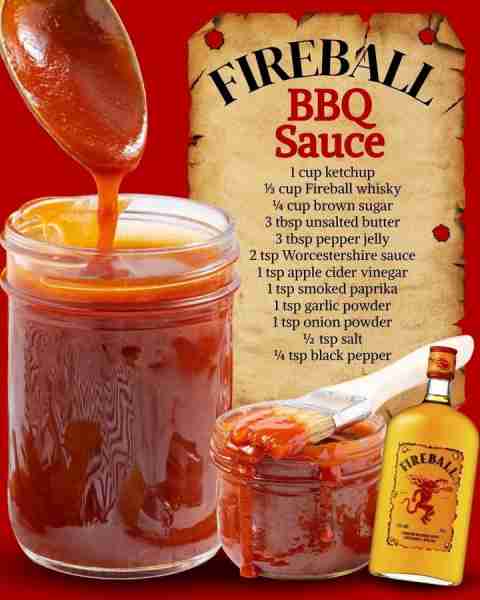 FIREBALL BBQ SAUCE! 1 cup ketchup ⅓ cup Fireball whisky ¼ cup brown sugar 3 tbsp unsalted butter 3 t...