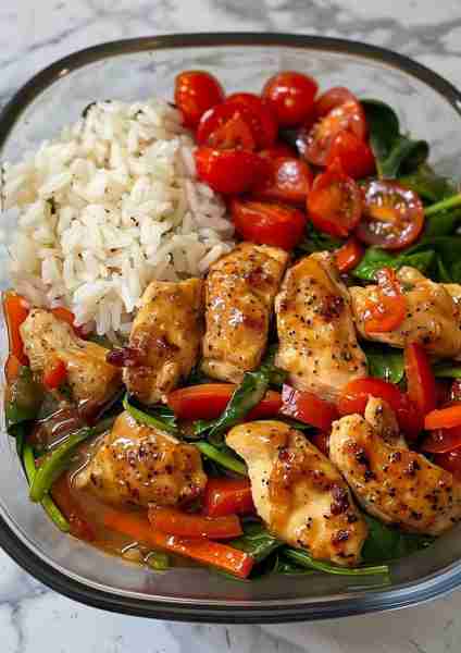 🧄🧀 Rich, garlicky, and delightfully creamy, this Creamy Garlic Parmesan Chicken Stir-Fry Bowl deli...