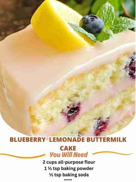 Blueberry 🌺 Lemonade Buttermilk Cake Ingredients For the Cake: 2 cups all-purpose flour 1 ½ tsp bak...