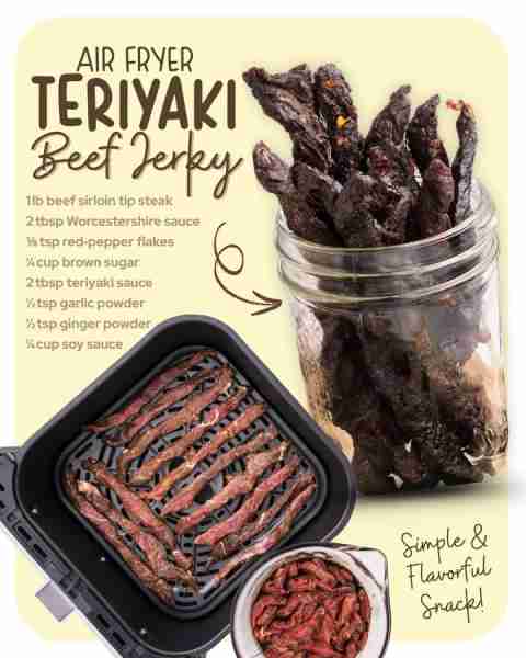 Beef up your snack game! This Air Fryer Teriyaki Beef Jerky is a flavor-packed win! 🥩✨ 🥄 Your Rec...