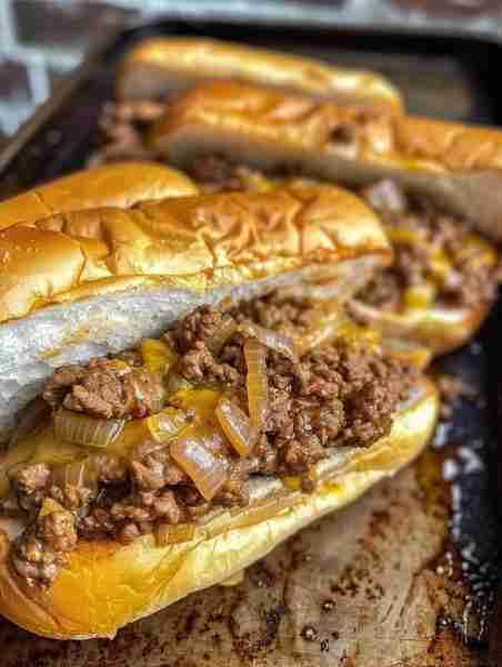 PHILLY CHEESESTEAK SLOPPY JOES😍😍 Ingredients 1 lb lean ground beef 1 yellow onion finely diced 1 g...