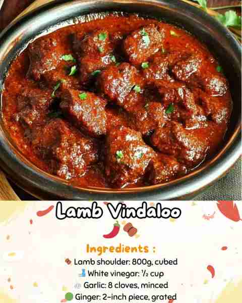 Lamb Vindaloo 🌶️🍖 A fiery Goan curry with tender lamb, tangy vinegar, and a bold spice blend—slow-c...