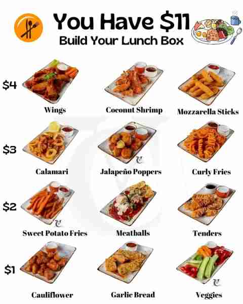 My Pick- ✅ Mozzarella Sticks ($4) 🧀 ✅ Curly Fries ($3) 🍟 ✅ Jalapeño Poppers ($3) 🌶️ ✅ Garlic B...