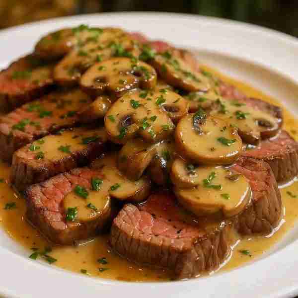 Garlic Butter Steak with Creamy Mushroom Sauce Ingredients 2 beef steaks (ribeye, sirloin, or file...