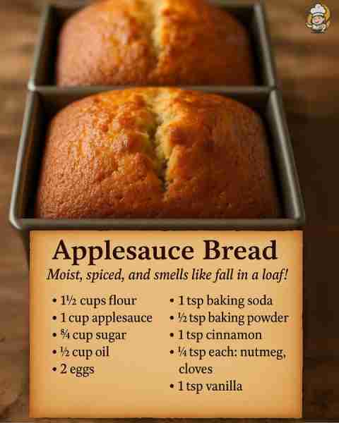 Never heard of it… now I can’t stop making it! 😍 🍞 Applesauce Bread — Moist, spiced, and smells li...