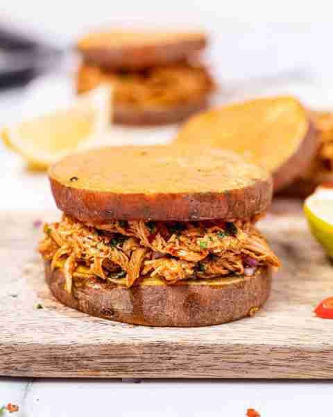 Add these saucy lil’, flavor-packed Pulled Chicken Sweet Potato Sliders to your menu soon! 😍 They a...