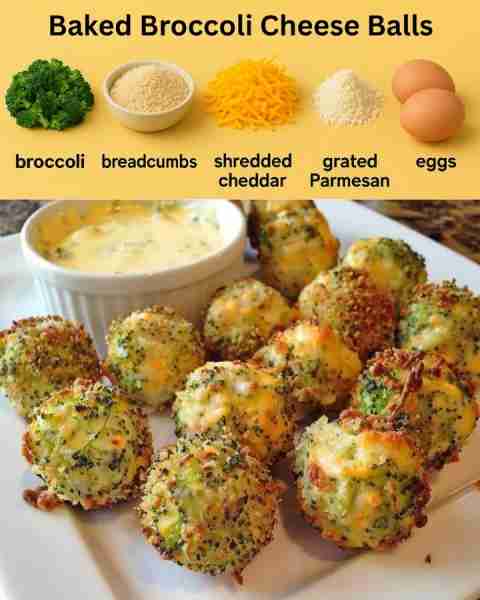 Baked Broccoli Cheese Balls Full recipe 👇💬