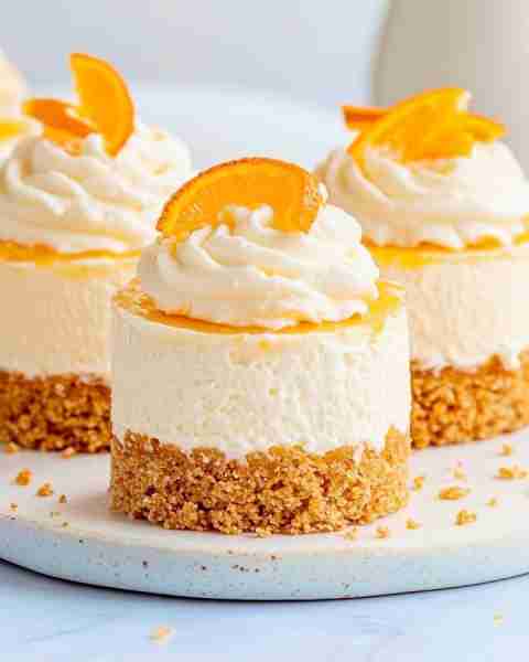 🌞🏖🌼⛱️🍊SUMMER ORANGE CREAMSICLE MINI CHEESECAKES 🍊🌼🏖⛱️ INGREDIENTS For the crust: 1 1/2 cups gra...