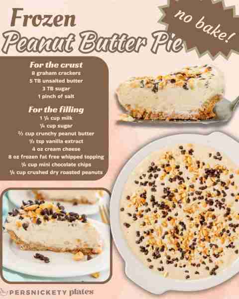 Frozen Peanut Butter Pie 🍫🥜 For the crust 8 graham crackers 5 TB unsalted butter 3 TB sugar 1 pinc...