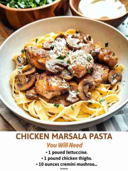 Creamy Marsala Fettuccine This chicken marsala pasta has become my go-to impressive dinner because i...