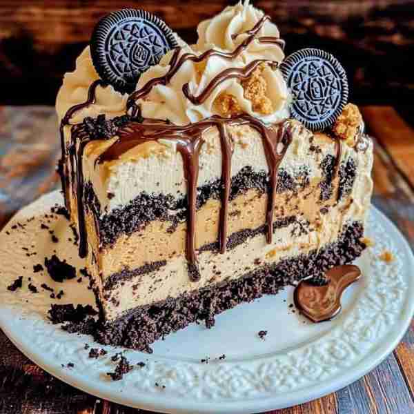Crunchy Peanut Butter Oreo Chocolate Delight Cake 🍫 Ingredients: For the Oreo Crust: 24 Oreo cookie...