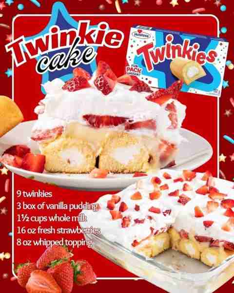 TWINKIE CAKE! (No-Bake!) from Princess Pinkie Girl 🍓 9 twinkies 🍓 3 box of instant vanilla pudding...