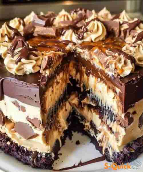 Chocolate Peanut Butter Layer Cake Recipe in the first C.o.m.m.e.n.t 💬👇👇 #everyoneシ゚ #recipes #...