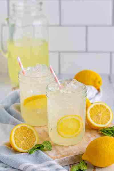 HOMEMADE LEMONADE! real, fresh-squeezed, chilled-to-the-core, sweet-tart lemonade that tastes like s...