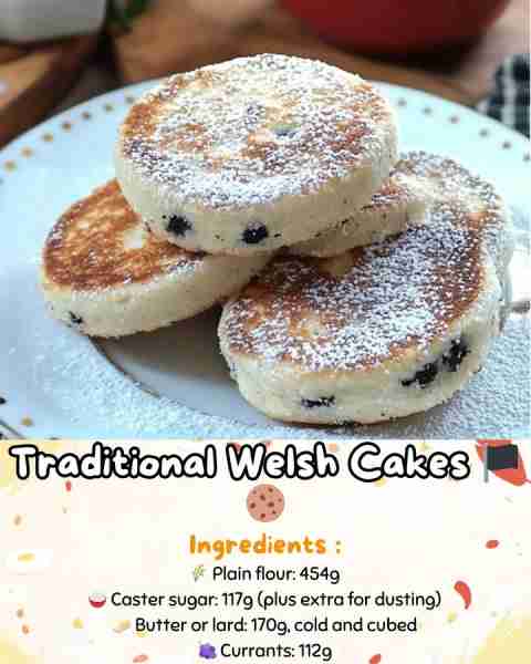 Traditional Welsh Cakes 🏴🍪 Soft, buttery, and gently spiced, these Welsh cakes are a beloved class...
