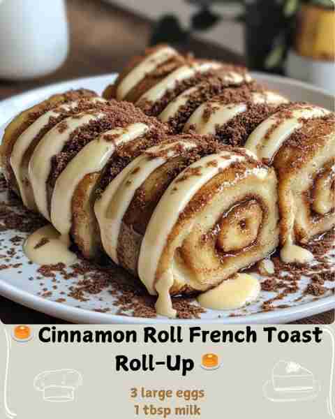 🥞 Cinnamon Roll French Toast Roll-Up 🍬 📋 Ingredients (Makes 3 Servings) 10 slices sandwich bread...