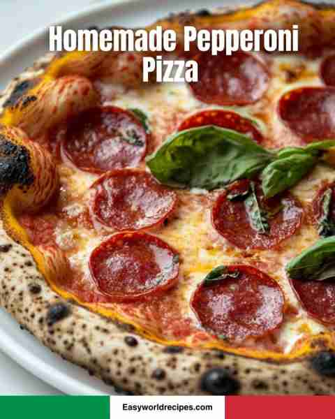 🍕 Homemade Pepperoni Pizza 🇮🇹🍕 Crispy crust, zesty sauce, melty cheese, and spicy pepperoni—need w...