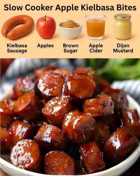 Slow Cooker Apple Kielbasa Bites Full recipe 👇💬