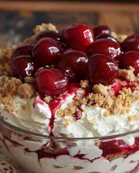 Delectable Cherry Cheesecake Fluff 😋🍒 Ingredients: For the Fluff: 1 (8 oz) package cream cheese, s...