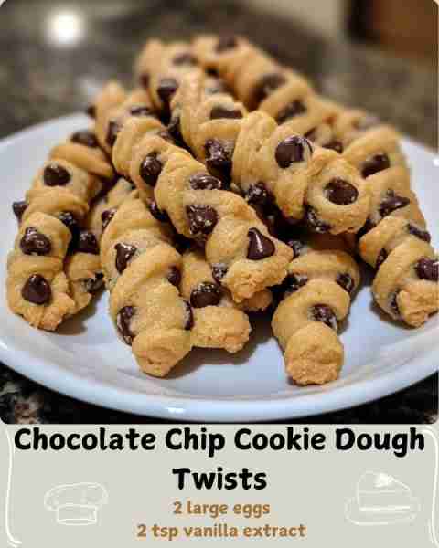 🍪 Chocolate Chip Cookie Dough Twists 🍪 🧾 Ingredients (Makes 16 Twists) Dry Ingredients: 2¼ cups a...