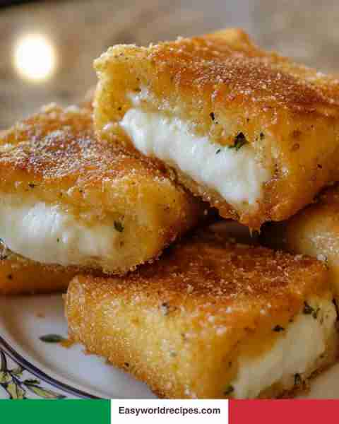 🇮🇹 Mozzarella in Carrozza 🧀🍞 Golden fried mozzarella sandwiches from southern Italy. Ingredients:...