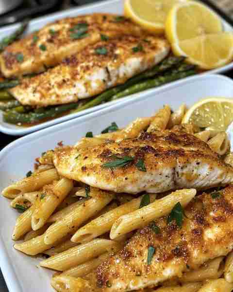 Citrus Tilapia with Roasted Asparagus Penne Zesty Citrus Tilapia Pasta with Oven-Roasted Asparagus I...