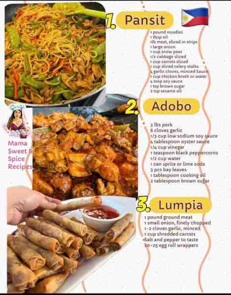 3 Favorite Food in One plate! Best Filipino food that I love ❤️ ****Pork Adobo Ingredients: 3 Ibs...