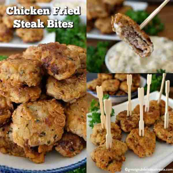 Chicken Fried Steak Bites! 💖 Crunchy, seasoned just right, fried to perfection! RECIPE BELOW!