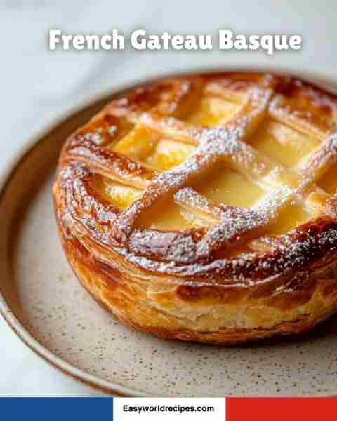 🍰🇫🇷 French Gateau Basque A traditional pastry from the Basque region, filled with either pastry cre...