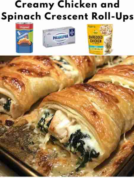 Creamy Chicken and Spinach Crescent Roll-Ups Looking for a delicious and easy meal idea that your wh...