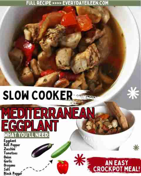 Slow Cooker Mediterranean Eggplant. A delicious, flavorful dinner - everything goes right into the s...