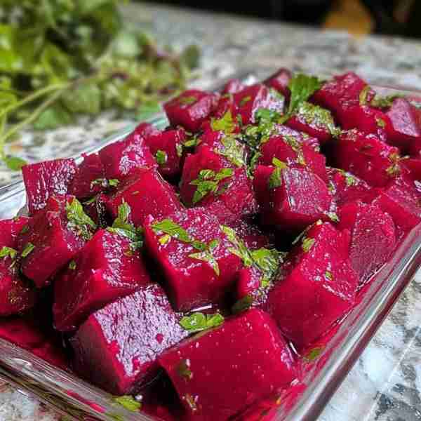 Beets salad 🥙 3 large beets cooked,peeled and cut. Seasoning: 2 tablespoons oil 3 tablespoons white...