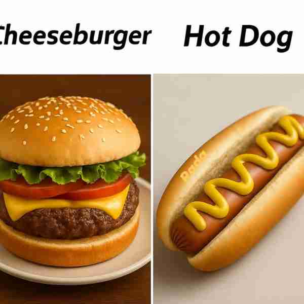 🍔🧀 Cheeseburger A cheeseburger is a juicy beef patty layered with melted cheese inside a soft bun,...