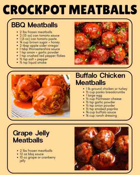 3 Easy Crockpot Meatballs perfect for game days or potlucks! CROCKPOT BBQ MEATBALLS! 2 (15 oz) can t...