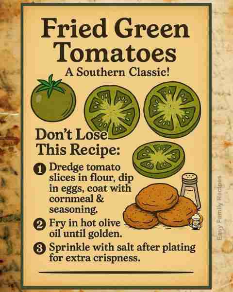 🍅 Crispy on the outside, tangy on the inside—Southern Fried Green Tomatoes are the ultimate summer...