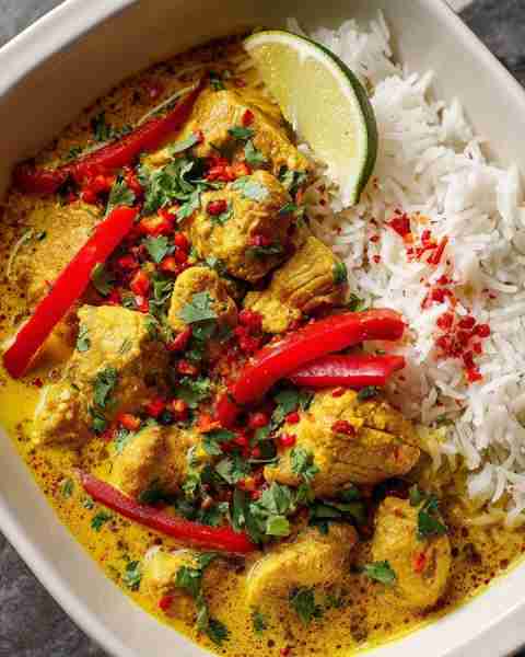 🌶️ Ultimate Creamy Chicken Curry with Rice 🍛🥥🍋 Prep Time: 15 minutes Cooking Time: 25 minutes Ser...