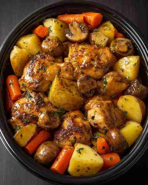 Ultimate One-Pan Roasted Chicken with Veggies 🥔🥕🍄 Prep Time: 15 minutes Cooking Time: 50 minutes...
