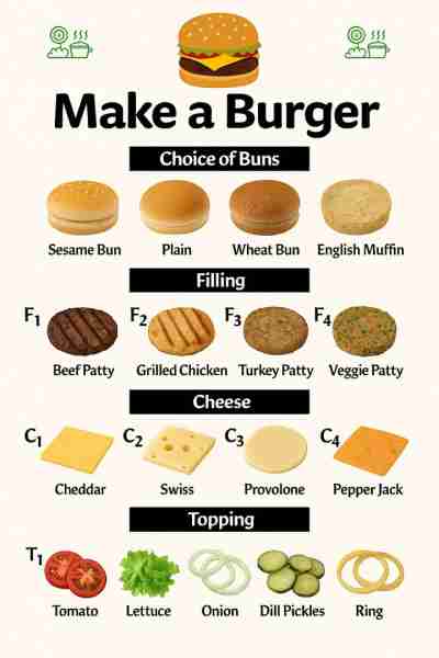 Sesame Bun 🍔 The sesame bun is a classic burger choice, lightly toasted with nutty seeds on top. It...