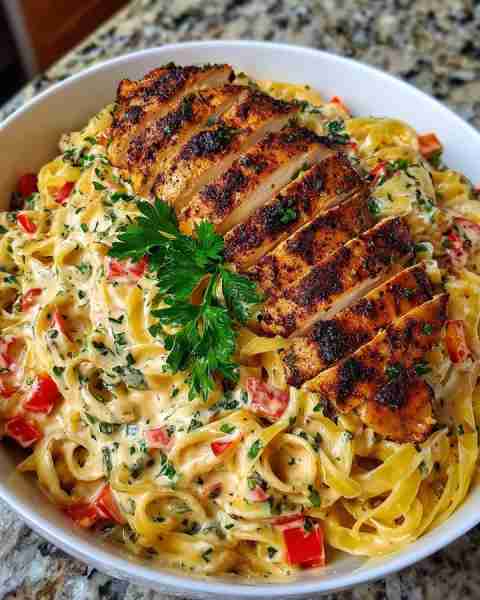 Creamy 🍝 Cajun Chicken Alfredo Pasta with a Kick Prep Time: 15 mins Cook Time: 25 mins Servings: 4...
