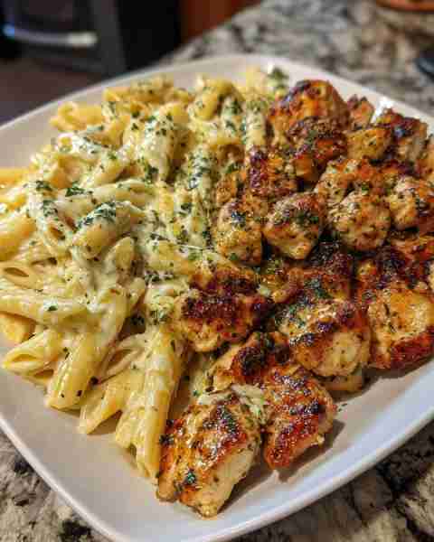 Cajun Parmesan Chicken Penne with Garlic Butter Sauce Ingredients: 2 boneless, skinless chicken brea...