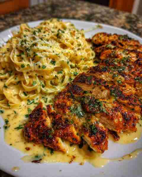 Cajun Garlic Chicken Linguine with Three-Cheese Parmesan Cream Ingredients: 2 large boneless, skinle...