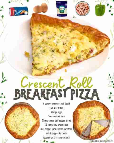 Crescent Roll Breakfast (or lunch...or dinner) Pizza 16 oz crescent roll dough (two 8 oz tubes) 6 la...