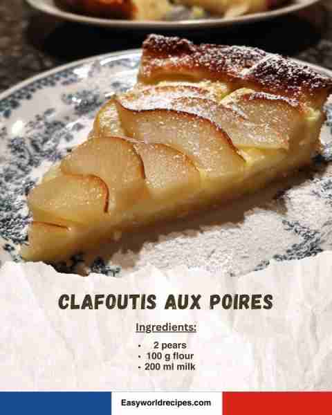 🍐 Clafoutis aux Poires (Pear Clafoutis) 🍮 Light French baked dessert with pears in a custard-like...