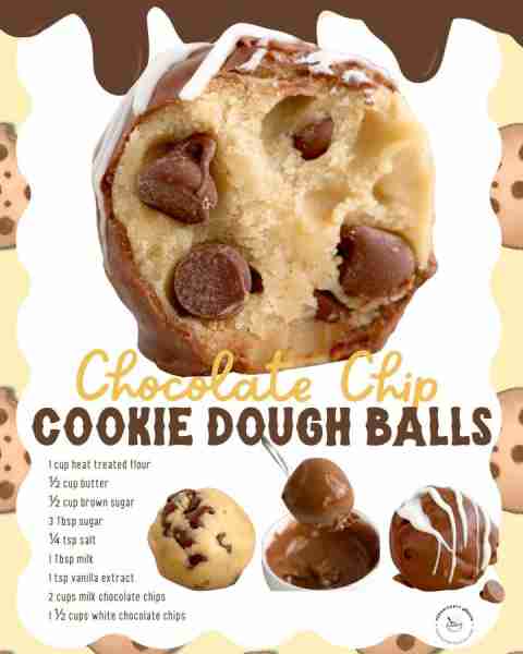 No Bake Chocolate Chip Cookie Dough Truffles 🍪🍪 1 cup heat treated flour ½ cup butter ½ cup brown...