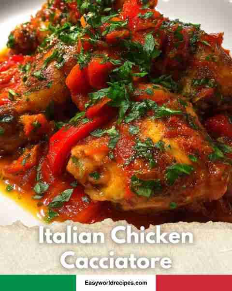 🌶️ Italian Chicken Cacciatore Rustic chicken dish with peppers, tomatoes + herbs. A hearty classic....