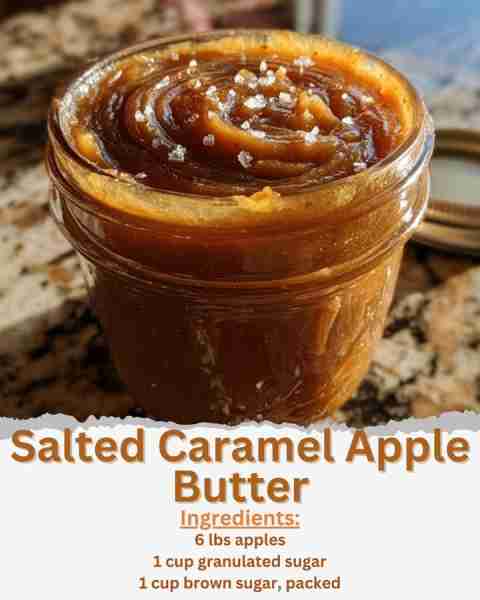 Salted Caramel Apple Butter Ingredients: - 6 lbs apples (about 12 large apples), peeled, cored, and...