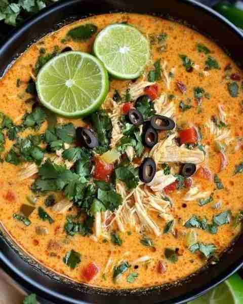 Chicken Enchilada Soup 🍲🌶️ Ingredients: 2 cups cooked, shredded chicken 4 cups chicken broth 1 can...