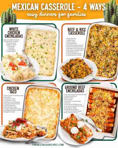 Mexican Casserole = 4 Cheesy, Crowd-Pleasing Favorites! 🌮🧀🔥 1️⃣ WHITE CHICKEN ENCHILADAS 1 tbsp o...