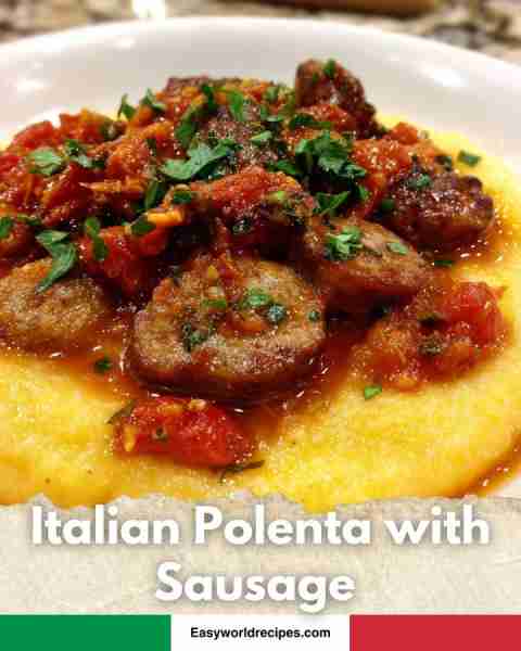 🥘 Italian Polenta with Sausage Creamy polenta topped with rich sausage + tomato sauce. Pure comfort...