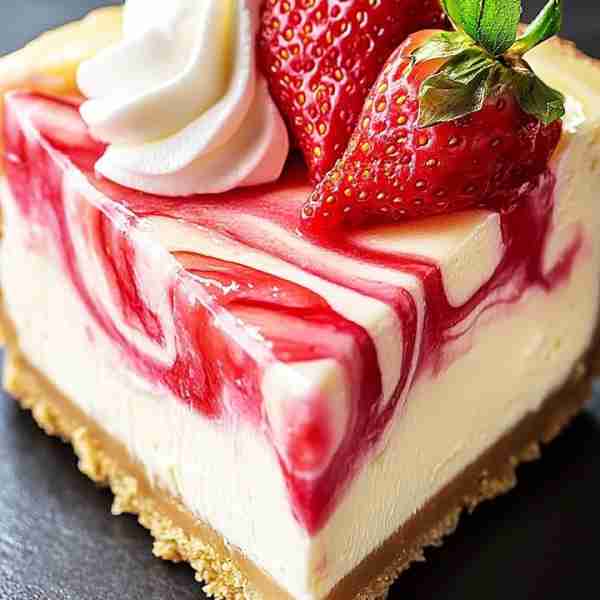 🍓 Dreamy Strawberry Swirl Cheesecake Recipe 🧁 Ingredients: Crust: • 1 ½ cups graham cracker crumbs...